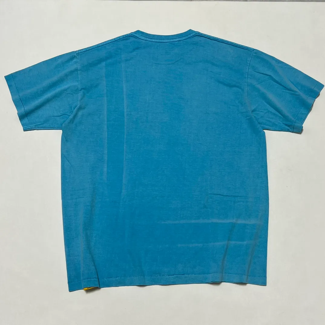 GALLERY DEPT. VINTAGE LOGO PAINTED TEE/Turquoise washed and distressed VINTAGE LOGO retro English pocket short sleeves lake blue S-XL ready-to-wear dyeing, hand-sewn and smeared with horseradish and fried with salt, very heavy industry, manufacturing dark and light fading technology, hand-splashed ink graffiti, genuine acrylic material